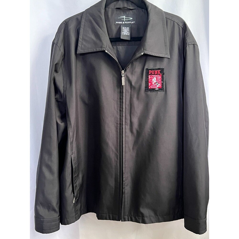 Vintage Style Grunge PUNK Patch Utilitarian Jacket XL Black Full Zip 6 Pockets